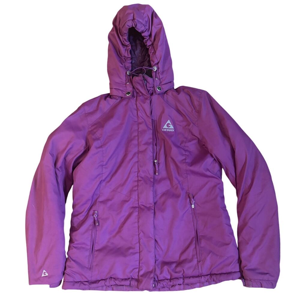 Womens Medium Gerry Purple Puffer Jacket with Detachable Hood GUC